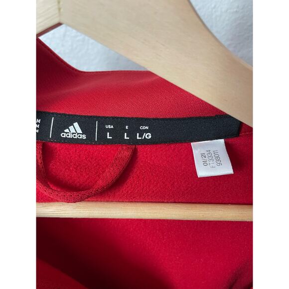 adidas Womens Red Pullover 1/4 zip Fleece lined Shirt FT3334 Size Large 1/2 Zip - Picture 3 of 6